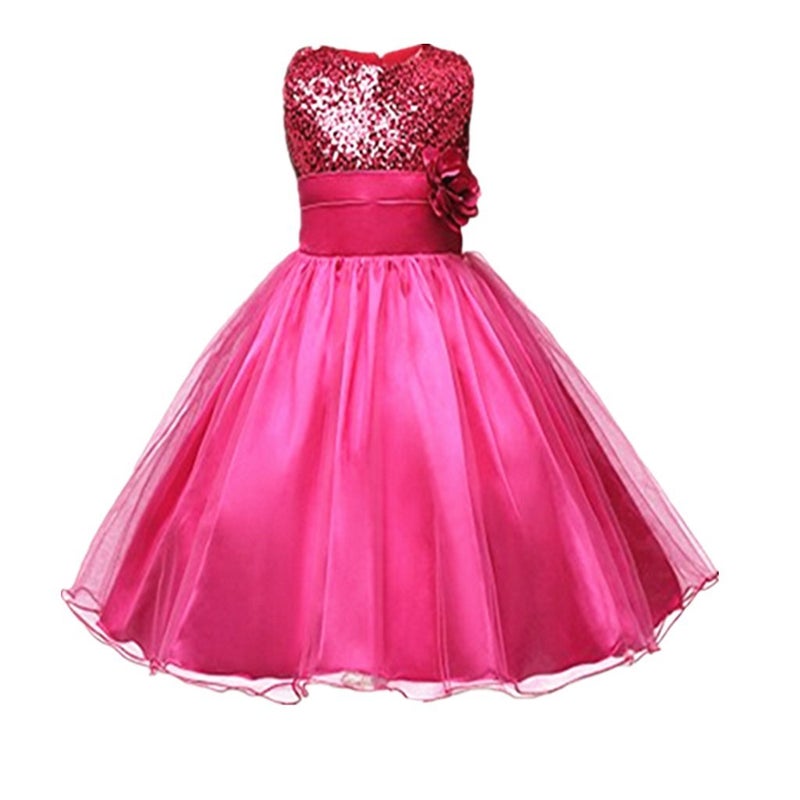 DreamHigh Sequined Flower Girls Party Dress (10, Rose) - Image 1