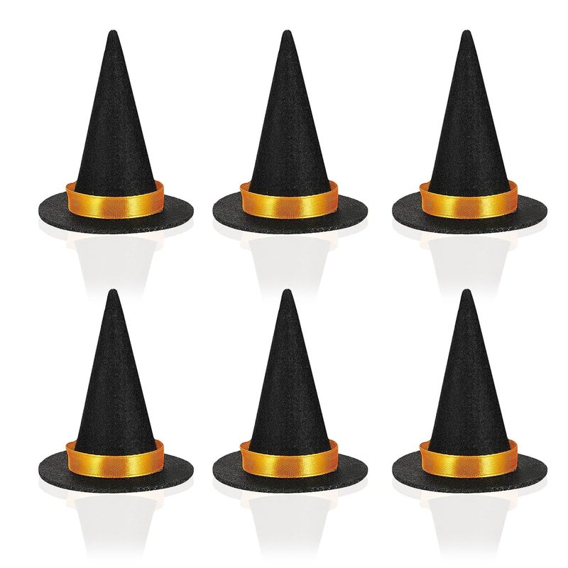 Oarkive Mini Witch Hats for Crafts 6PCS Small Felt Witch Hats Decorations Miniature Witches Hat for Halloween Decor DIY Projects Dolls Cupcakes Bottles - Image 2