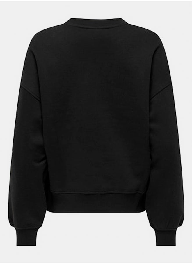 ONLY - Black Sweatshirt Onlsofia L/S Word O-Neck Swt - Image 1