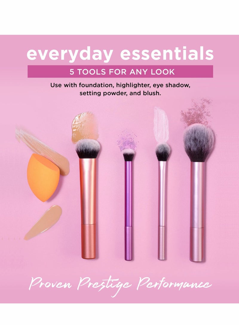 KASTWAVE Makeup Brush Set, 4 Pcs Brushes with 2 Sponge Blenders for Eyeshadow, Foundation, Blush, and Concealer - Image 2