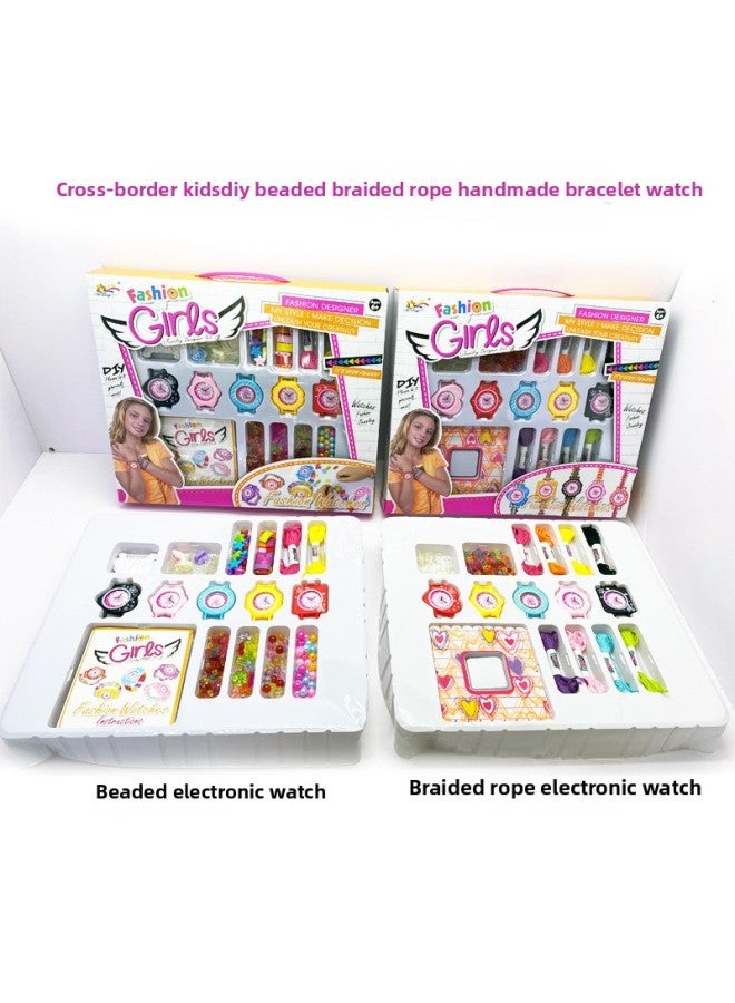 Children's Educational DIY Beaded Braided Rope Electronic Watch Girls' Hand-woven Bracelet Diy Braided Rope Toys Wholesale-Color:ZD056 Braided Rope Electronic Watch  - Image 4