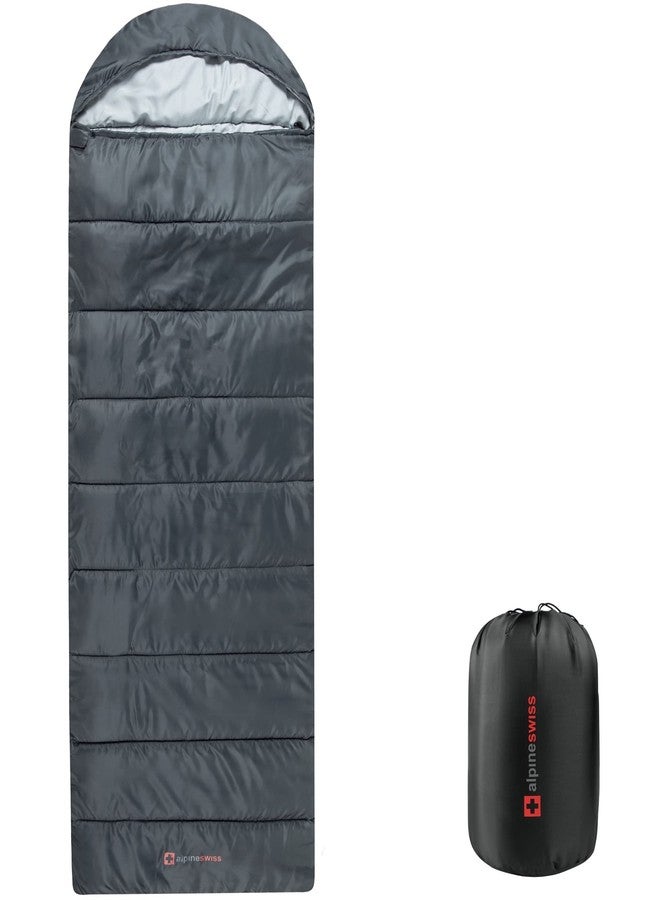 Alpine Swiss 0°C (32°F) Sleeping Bag Lightweight Waterproof with Compression Sack Adults All Seasons Camping Hiking Backpacking Travel Outdoor Indoor Gray - Image 1