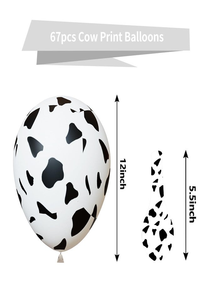 YMSZ Cow Print Balloons, 67pcs 12 Inch Cow Balloons for Birthday, Farm Cowboy Western Baby Shower Birthday Party Decorations - Image 2