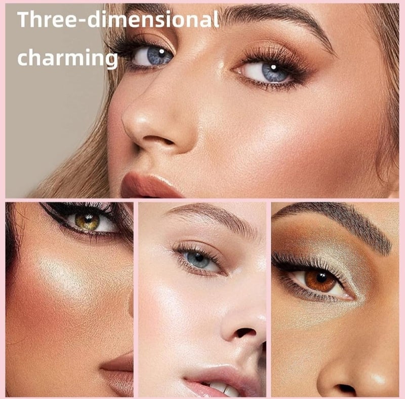 FEELHIGH Face Highlighter Makeup Palette Holographic Shimmer Illuminating Make Up Metallic Powder Starlight Diamond Highlighting Glow Illuminator for Face Body Green - Image 3