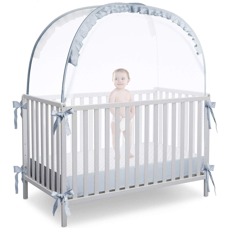 L RUNNZER Crib Tent Crib Net to Keep Baby in, Pop Up Crib Tent Canopy Keep Baby from Climbing Out (55.2" L x 27.6" W x 51.6" H) - Image 1