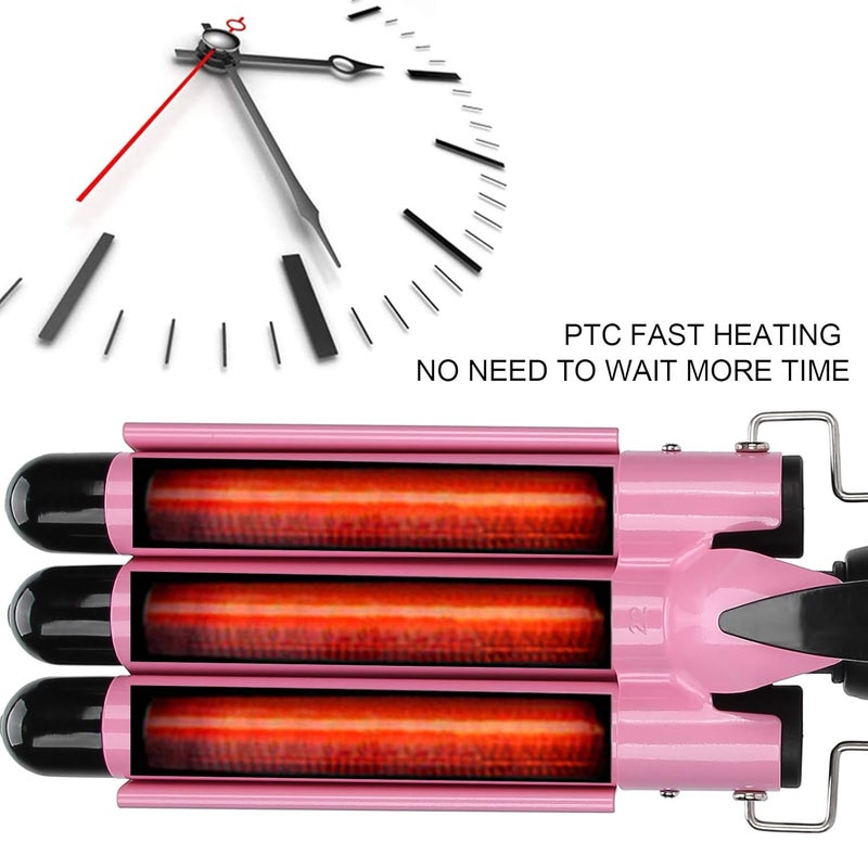 klarako Hair Curling Iron 3 Barrel, Two Levels Temperature Adjustment Ceramic Glaze Wand Curling Hair Styling Tool, 30s Fast Heating(UK 28mm) Uk 28mm - Image 3