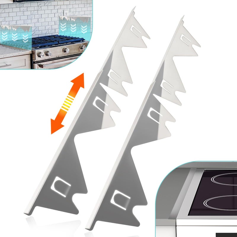 ALMCALS Stove Gap Covers Stainless Steel, 2 Pack Stove Gap Filler Easy Retractable Length 13.8" to 27.5", Width 0.79" ALMCALS Range Trim Kit, Heat Resistant Guard Between Stove Top & Counter - Image 1