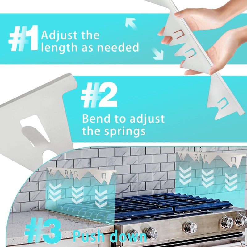 ALMCALS Stove Gap Covers Stainless Steel, 2 Pack Stove Gap Filler Easy Retractable Length 13.8" to 27.5", Width 0.79" ALMCALS Range Trim Kit, Heat Resistant Guard Between Stove Top & Counter - Image 4