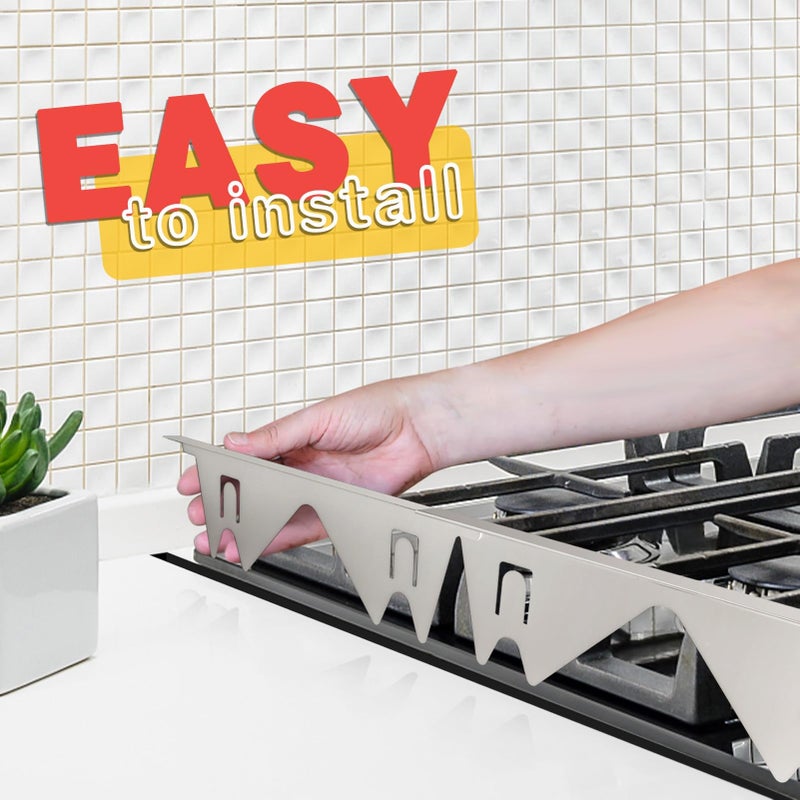 ALMCALS Stove Gap Covers Stainless Steel, 2 Pack Stove Gap Filler Easy Retractable Length 13.8" to 27.5", Width 0.79" ALMCALS Range Trim Kit, Heat Resistant Guard Between Stove Top & Counter - Image 5