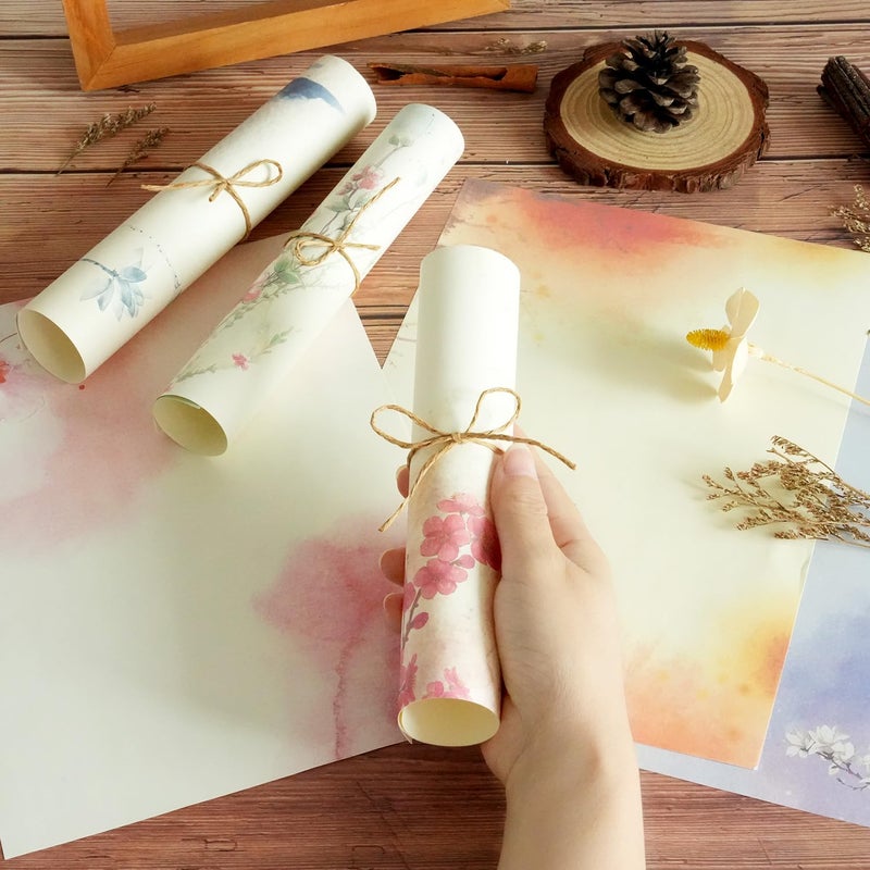 SOOKOO 48 Pcs Assorted Color Writing Stationery Paper, Letter Writing Paper Letter Sets (6 colors, 8 pcs per color) (Style 03) - Image 3