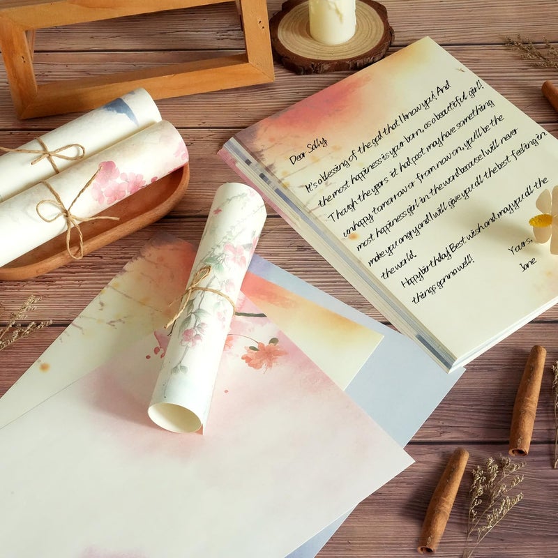 SOOKOO 48 Pcs Assorted Color Writing Stationery Paper, Letter Writing Paper Letter Sets (6 colors, 8 pcs per color) (Style 03) - Image 5