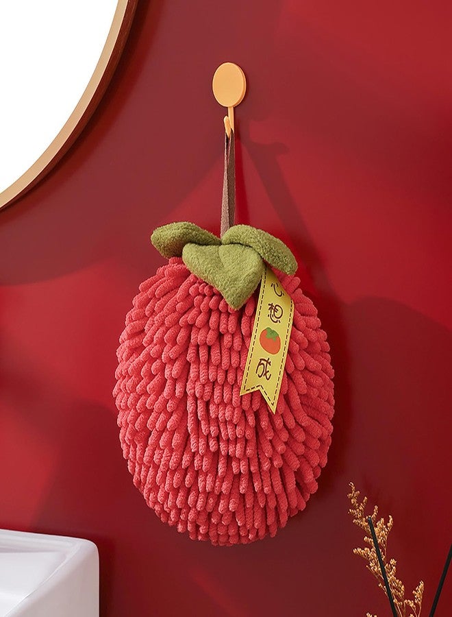 CATSELURRY Chenille Hand Towel Wipe Ball with Hanging Loop for Kitchen Bathroom Quick Drying Soft Absorbent Persimmons Handball - Image 4