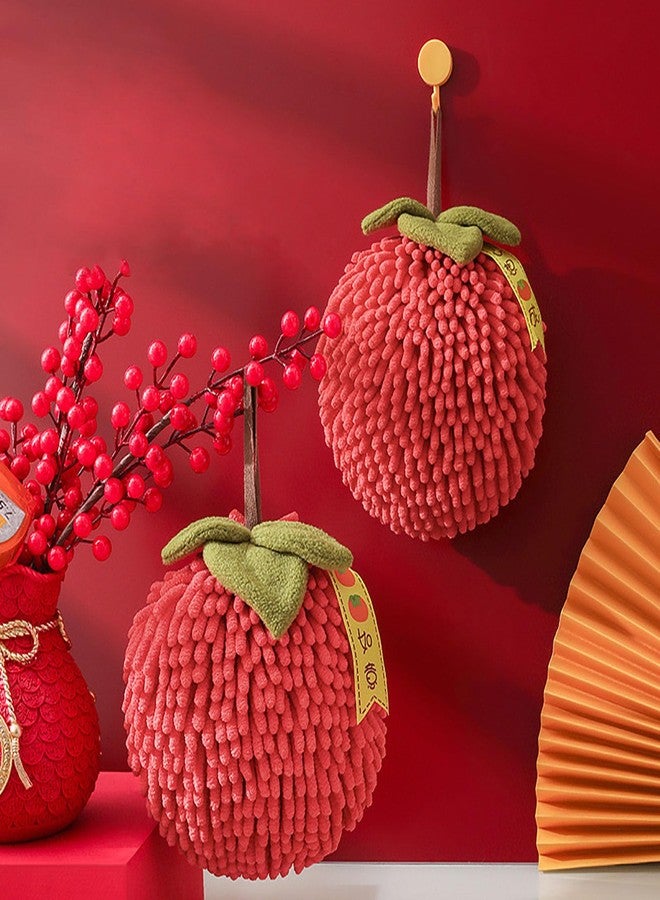 CATSELURRY Chenille Hand Towel Wipe Ball with Hanging Loop for Kitchen Bathroom Quick Drying Soft Absorbent Persimmons Handball - Image 5