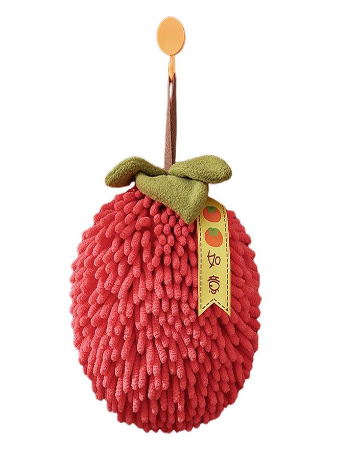 CATSELURRY Chenille Hand Towel Wipe Ball with Hanging Loop for Kitchen Bathroom Quick Drying Soft Absorbent Persimmons Handball - Image 3