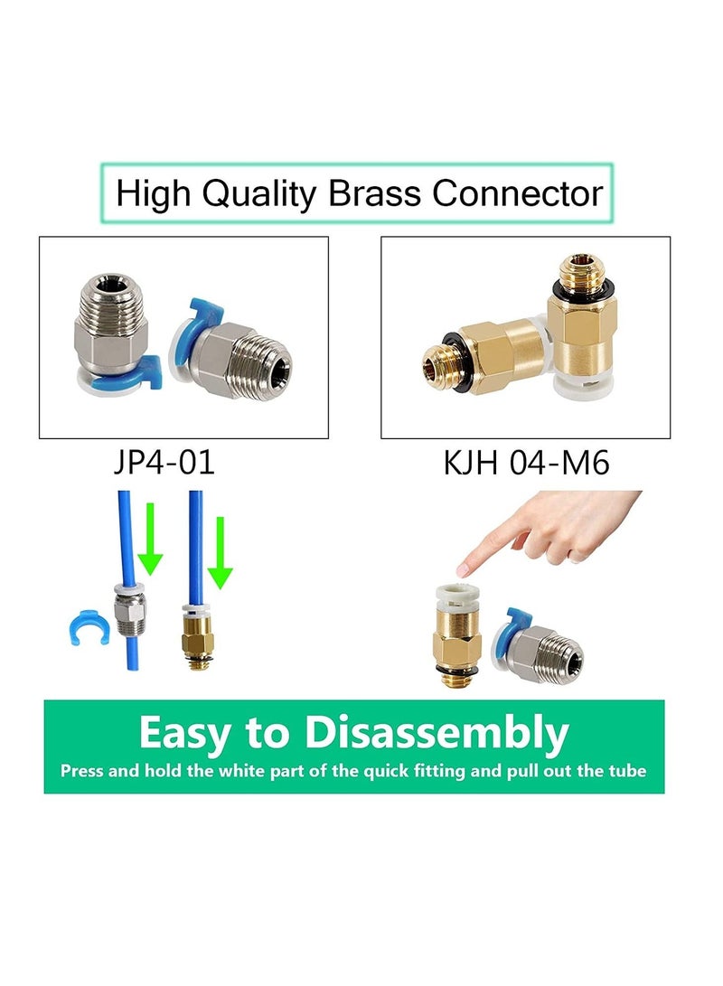 Captaintech PTFE Bowden Tube (1M) 1PCS+ 6pcs KJH04-M6 Fittings + 6pcs JP4-01 Pneumatic Fittings with PTFE Tube Cutter for 3D Printer 1.75mm Filament - Image 4