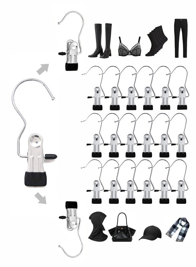 20 قطعة من الشماعات المحمولة متعددة الوظائف بمشبك واحد لتوفير المساحة للجينز والقبعات والأحذية الطويلة والمناشف والوجبات الخفيفة والحقائب (أسود) - Image 1