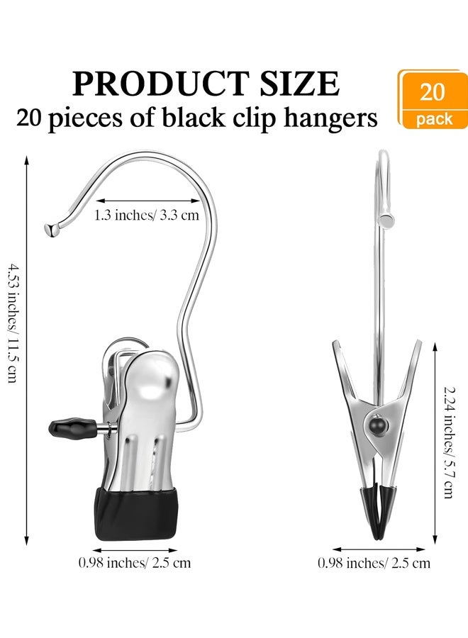 20 قطعة من الشماعات المحمولة متعددة الوظائف بمشبك واحد لتوفير المساحة للجينز والقبعات والأحذية الطويلة والمناشف والوجبات الخفيفة والحقائب (أسود) - Image 4