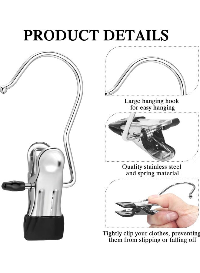 20 Pieces Boot Hanger for Closet, Laundry Hooks with Clips, Boot Holder, Hanging Clips, Portable Multifunctional Hangers Single Clip Space Saving for Jeans, Hats, Tall Boots, Towels (Black) - Image 3
