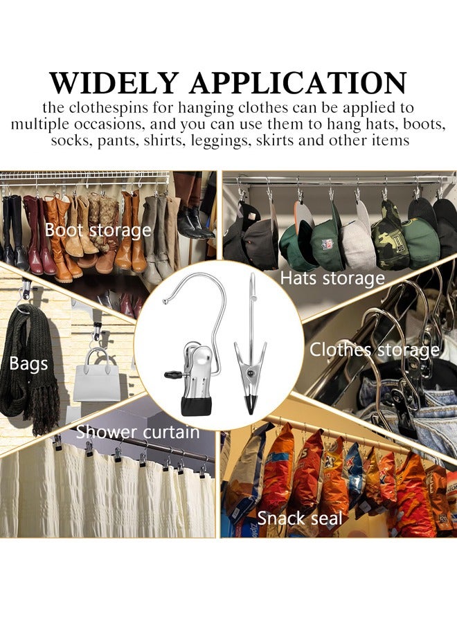 20 Pieces Boot Hanger for Closet, Laundry Hooks with Clips, Boot Holder, Hanging Clips, Portable Multifunctional Hangers Single Clip Space Saving for Jeans, Hats, Tall Boots, Towels (Black) - Image 5