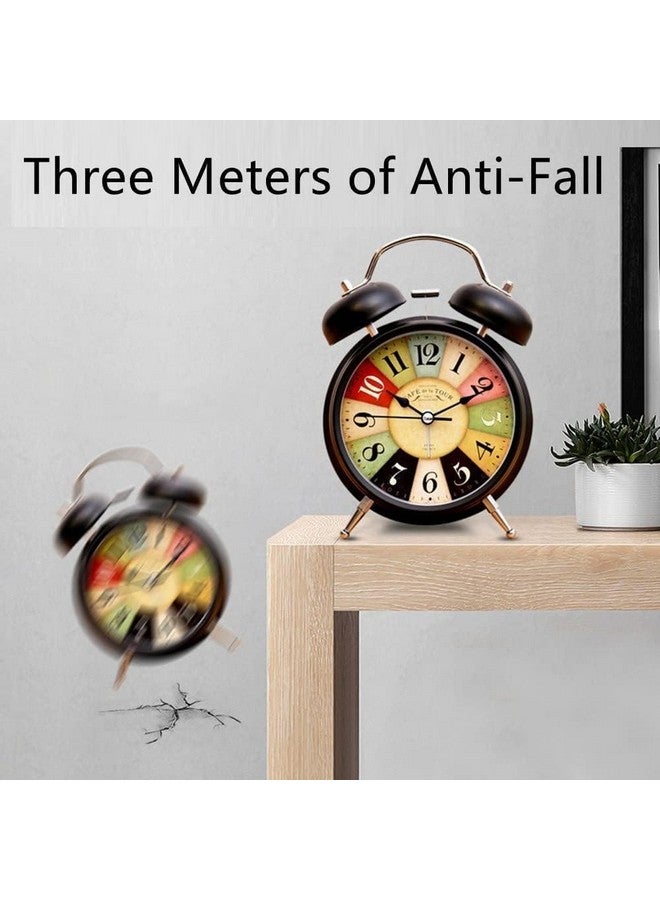 KBR® Metal Frame Retro Twin Bell 3D Dial Analog Clock with Night Backlight Function and Silent Motion, High Volume Luminous Alarm for Students and Kids Bedroom (Black) - Image 5