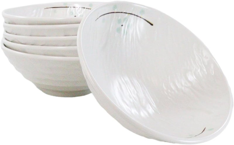 Ebros Gift Modern Yukino Hana Snow Flowers Melamine Dinnerware Serveware Kitchenware Set Japanese Chinese Restaurant Supply Pack Of 6 Large Soup Pasta Cereal Salad Bowls 32oz - Image 1