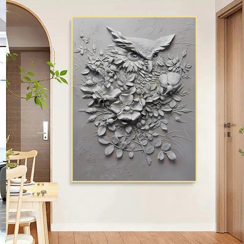 ماركتنا لوحة جداربة قماشية مطبوعة بتصميم اللوحة الجبسية مع برواز مجوف مقاس (60×90) قطعة واحدة - Image 1