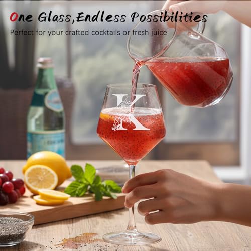 ELERGIFTS Mothers Day Gifts for Mom, Grandma, Wife-Personalized Gifts,Monogrammed A-Z Wine Glass Customized Gift with Wine Stopper, Unique Birthday Gifts for Women Mom Friend Sister Wife -Dishwasher Safe (K) - Image 4