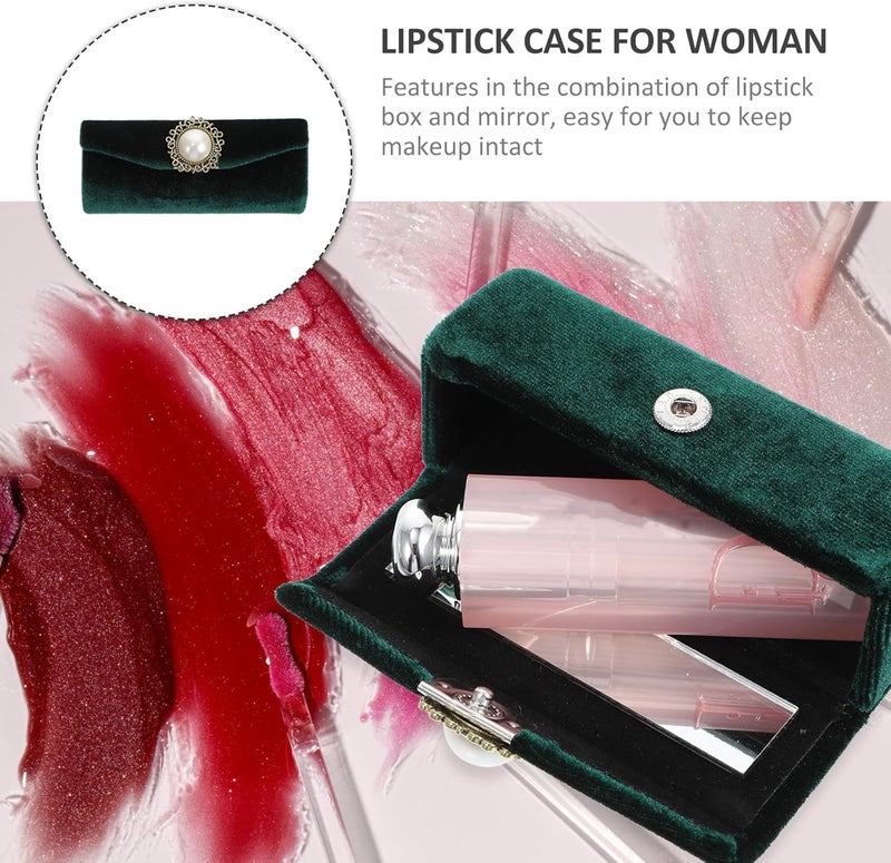Alasum Lipstick Case with Mirror Key Chain Holder Portable Lip Balm Box Vintage Cosmetic Travel Accessory for Women - Image 3