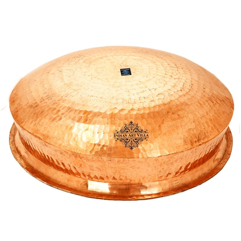 INDIAN ART VILLA INDIAN ART VILLA Pure Copper Lagan Handi with Tin Lining Hammered Cookware for Hyderabadi Dum Biryani Rice and VegNonveg 10 inch  - Image 3