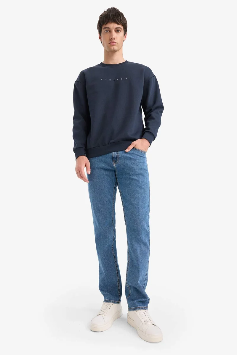 DeFacto Boxy Fit Vikings Printed Long Sleeve Sweatshirt
