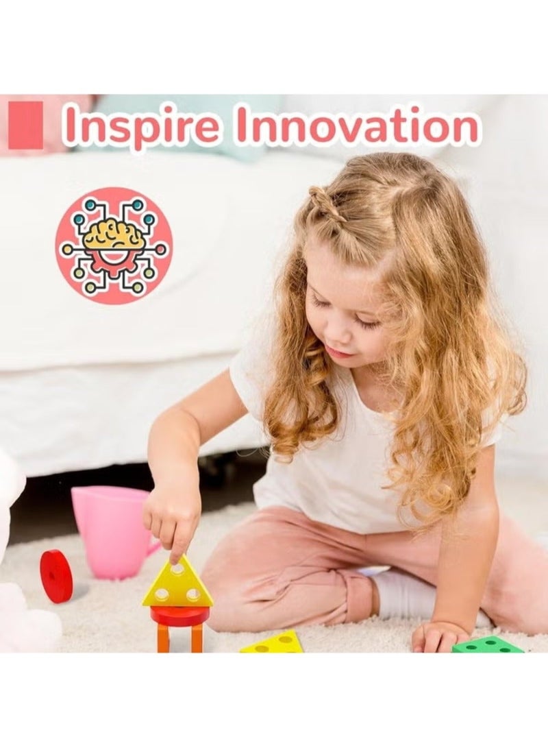 ZedPlay Montessori Sorting Stacking Toy for Toddlers 1-3 Years, Wooden Shape Sorter u0026 Color Recognition Puzzle, Educational Learning Toy for Boys  Girls - Image 3