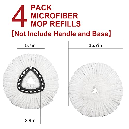 GRAREND 4 Pack Mop Replacement Heads Compatible with O Ceda Mop Replace Head EasyWrin Spin Mop Heads Replacements, Microfiber Mop Refills, Easy Cleaning Mop Head Replacement - 4 Pack White(1-Tank System) - Image 3