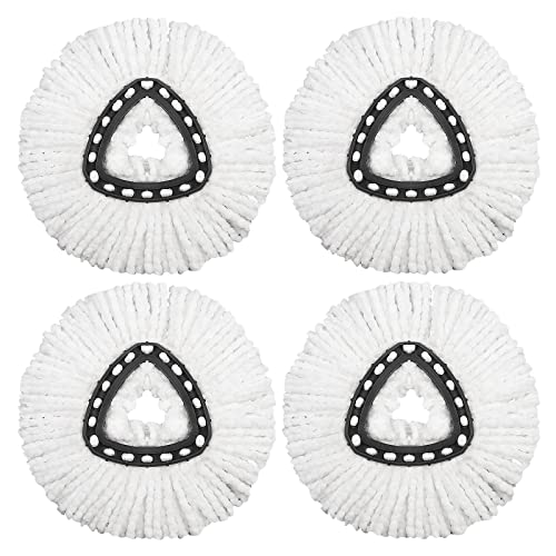 GRAREND 4 Pack Mop Replacement Heads Compatible with O Ceda Mop Replace Head EasyWrin Spin Mop Heads Replacements, Microfiber Mop Refills, Easy Cleaning Mop Head Replacement - 4 Pack White(1-Tank System) - Image 1