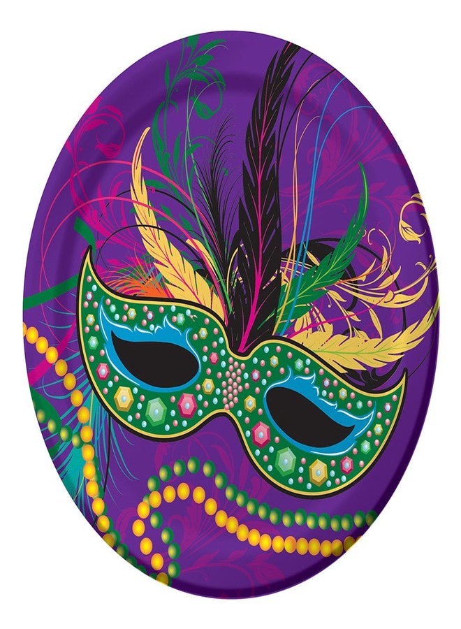Creative Converting 8-Count Sturdy Style 7-Inch Paper Dessert Plates, Mardi Gras Masks, 7"