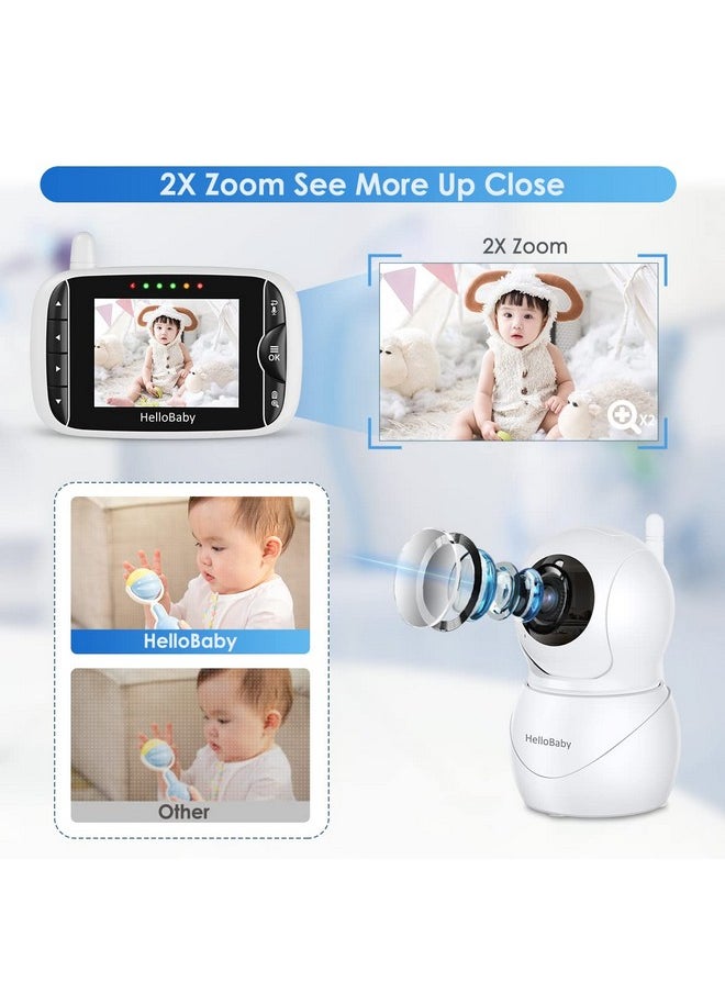 Hellobaby HelloBaby Monitor with Camera and Audio, IPS Screen LCD Display Video Baby Monitor No WiFi Infrared Night Vision, Temprature Screen Lullaby, Two Way Audio and VOX Mode (HB66pro)  - Image 3