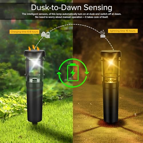 GIGAWATTS GW-231A Solar LED Pathway Lamp Light BIS Approved IP65 Waterproof Bollard Landscape Lamp with 800mAh AA Ni-MH Battery & Panel Decoration Spotlight for Walkway Garden Yard(Pack of 1, RGB,WW) - Image 3