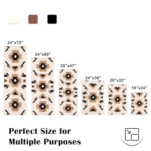 Tyrot Boho Bathroom Rugs Non Slip Washable Western Aztec Bath Mats Rugs for Bathroom Floor Fluffy Plush Soft Absorbent Farmhouse Carpet for Shower Kitchen Entryway 20x32 inch - Image 3