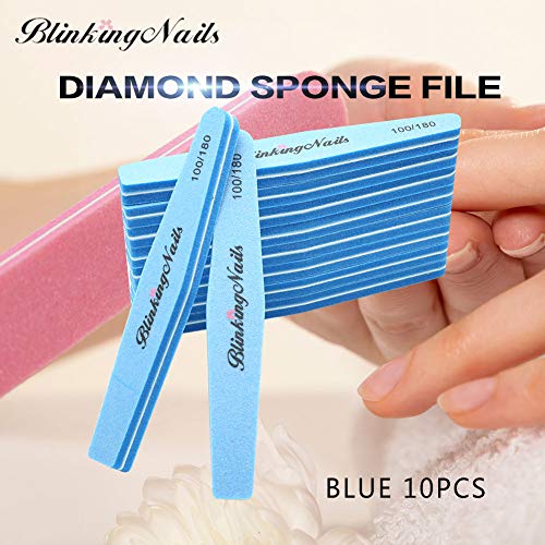 BlinkingNails Nail Files and Buffers for Nail Art Care Double Sides Design 100180 Grit Nail Shine Buffer Professional Manicure Nail Tools Color Sky Blue Pack of 10pcs - Image 5