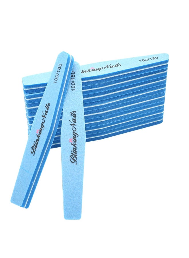 BlinkingNails Nail Files and Buffers for Nail Art Care Double Sides Design 100180 Grit Nail Shine Buffer Professional Manicure Nail Tools Color Sky Blue Pack of 10pcs - Image 3