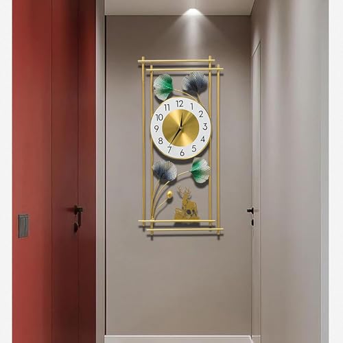 DeWoGift Decorative Wall Clock/Analog Metal Wall Clock/Deer Wall Watch Big Size for Living Room,Bedroom,Office Decoration - 24x12 Inches, Multicolor - Image 3