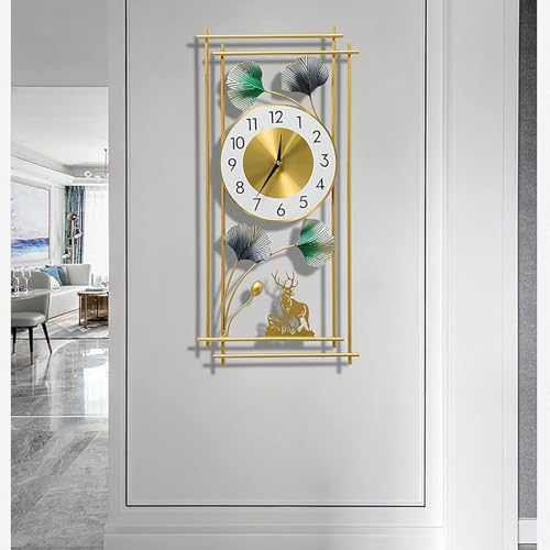 DeWoGift Decorative Wall Clock/Analog Metal Wall Clock/Deer Wall Watch Big Size for Living Room,Bedroom,Office Decoration - 24x12 Inches, Multicolor - Image 5