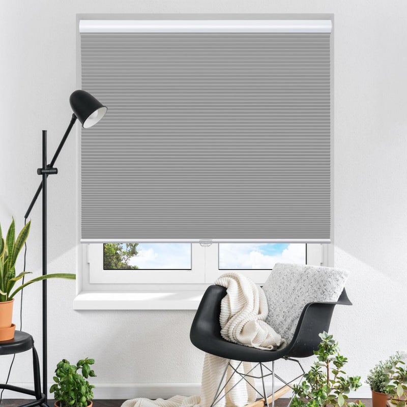 SBARTAR Blackout Cellular Shades Cordless Honeycomb Blinds Fabric Window Shades 33x64 inch Cool SilverBlackout 