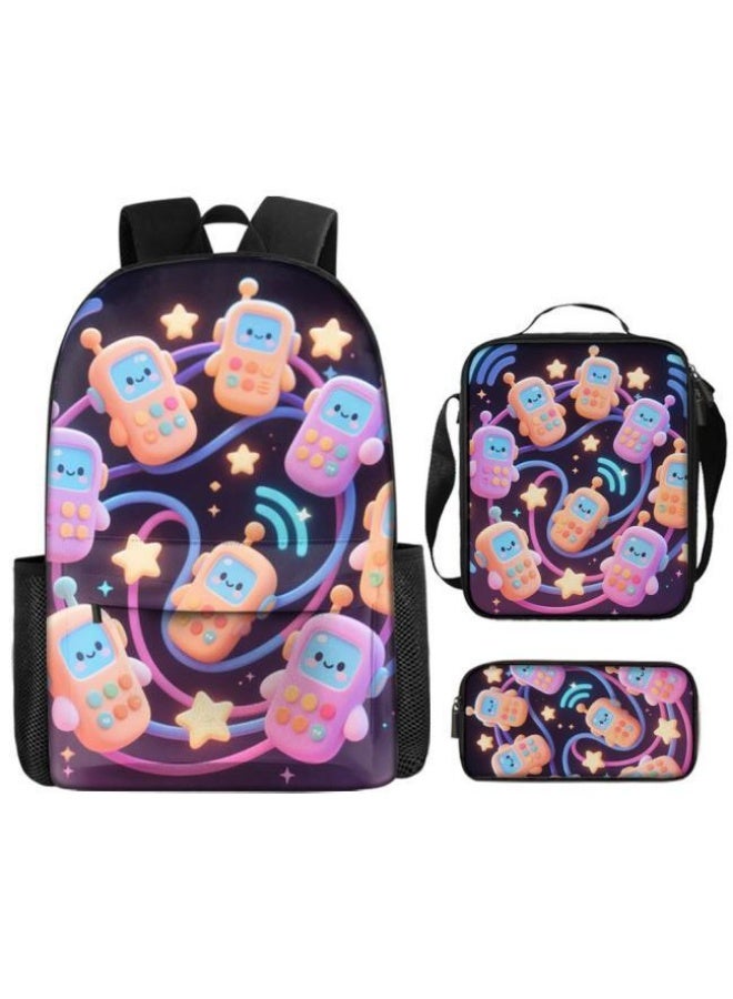 Bright Li Fire Cute cartoon print, three-in-one practical bag set (available for students, children, friends on outings, mountain climbing, etc.) - 37 - Image 2