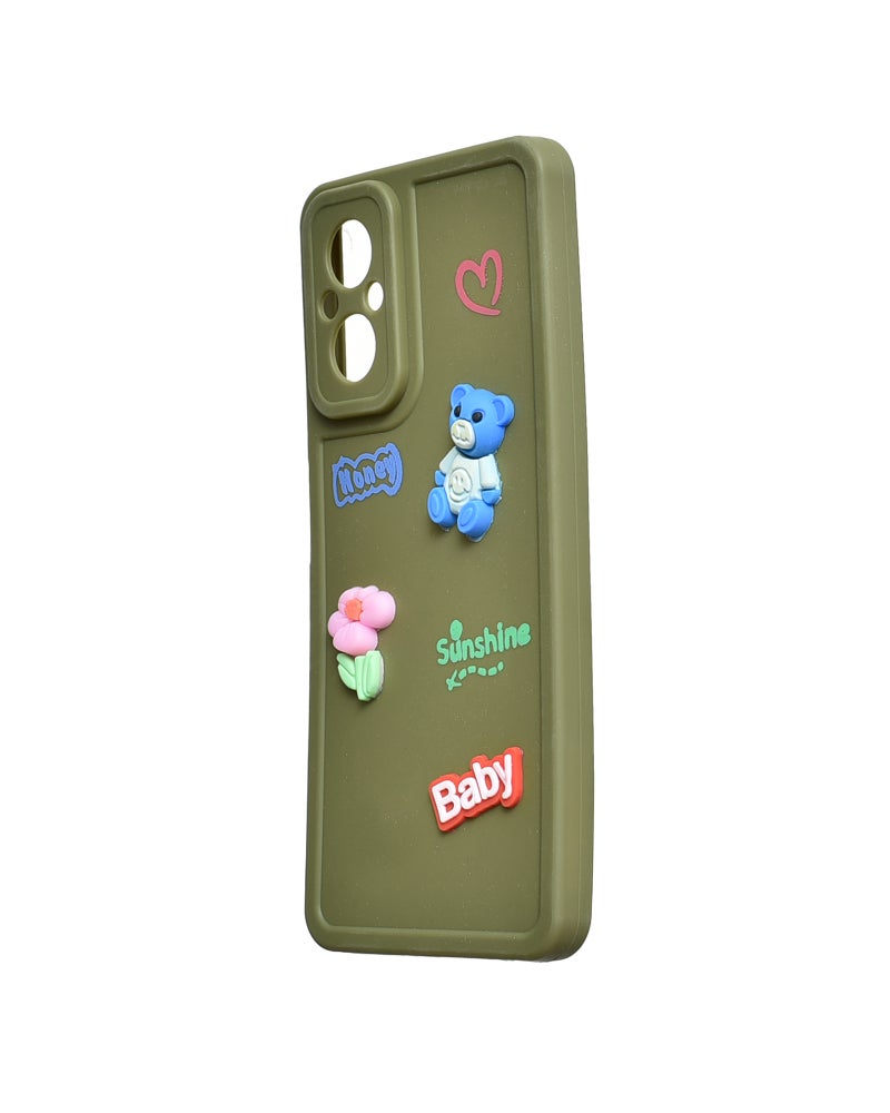 Silicone Phone Case With Cute Design for Realme C67 4G - Dark Green - Image 3