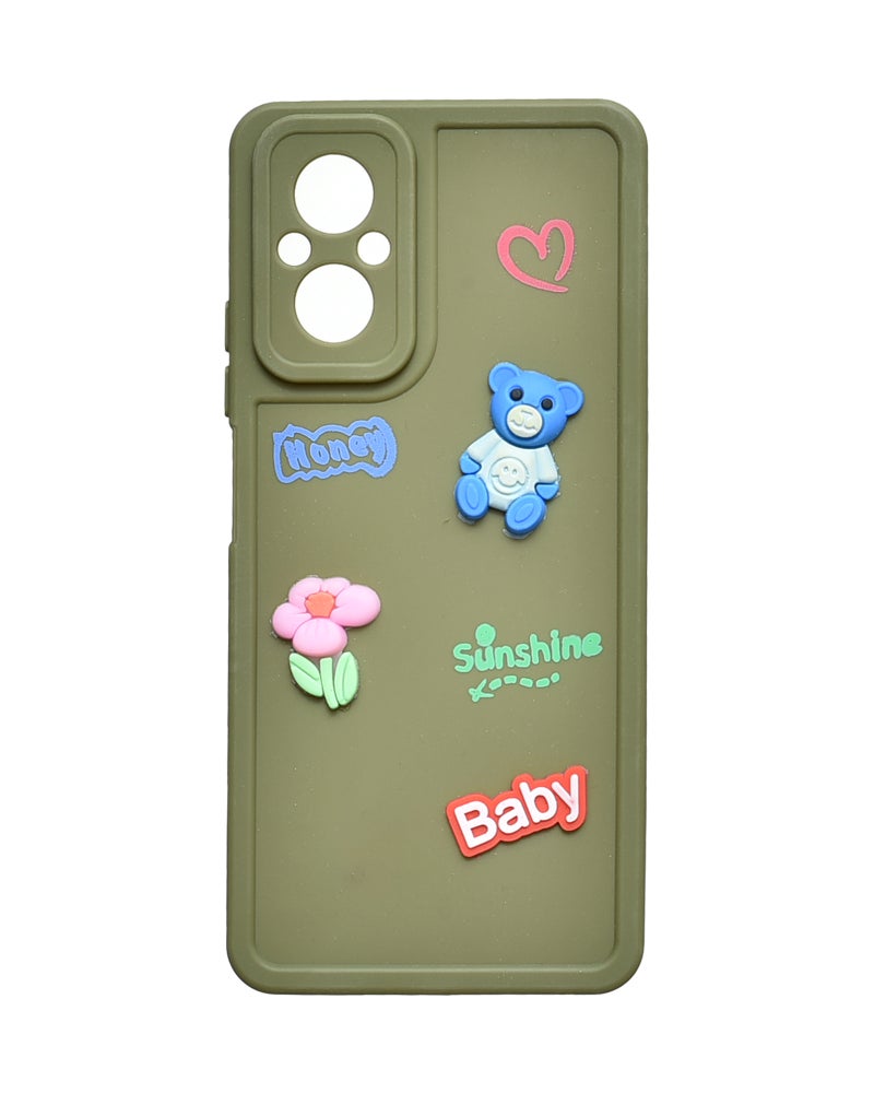 Silicone Phone Case With Cute Design for Realme C67 4G - Dark Green - Image 1