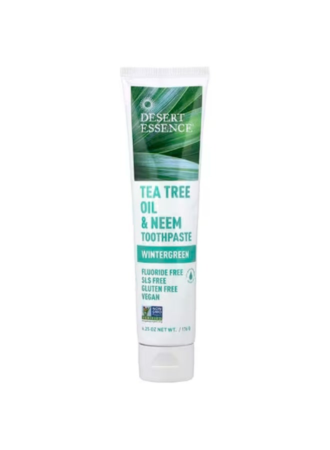 Desert Essence معجون أسنان زيت شجرة الشاي ونييم من ديزرت إيسنس - وينترغرين 176 جرام - Image 1