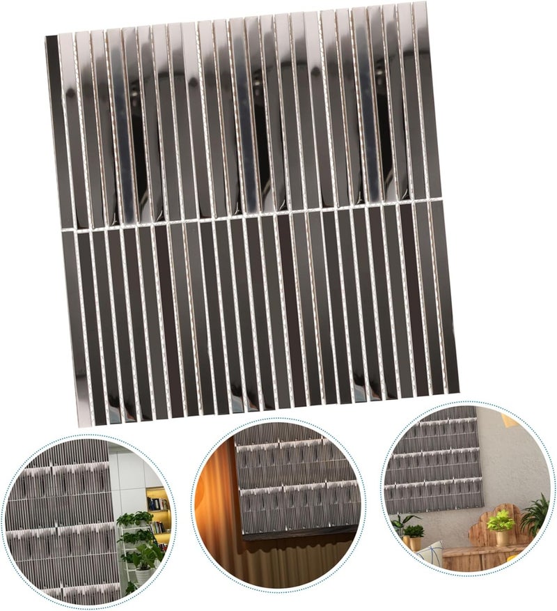 HOMSFOU Mirrored Tiles for Kitchen Backsplash Decorative Mosaic Wall Tiles Beveled Silver Strips Elegant - Image 3