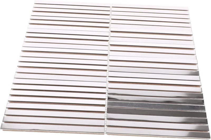 HOMSFOU Mirrored Tiles for Kitchen Backsplash Decorative Mosaic Wall Tiles Beveled Silver Strips Elegant - Image 1