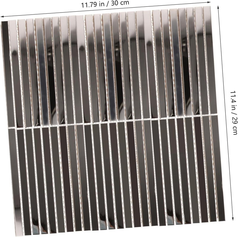 HOMSFOU Mirrored Tiles for Kitchen Backsplash Decorative Mosaic Wall Tiles Beveled Silver Strips Elegant - Image 2
