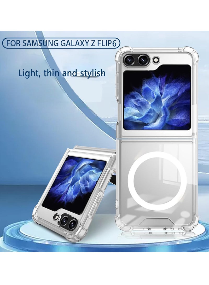 BORTONY Samsung Galaxy Z Flip 6 Magsafe Case Support Wireless Charging Crystal Clear Magnetic Cover for Galaxy Z Flip 6 Anti Scratch Hard PC Shockproof Phone Case for Galaxy Z Flip 6 - Image 2
